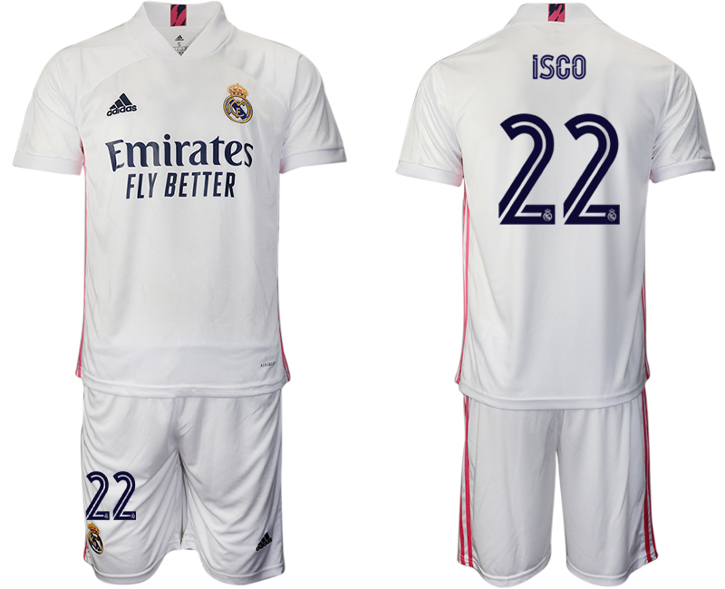 Men 2020-2021 club Real Madrid home #22 white Soccer Jerseys